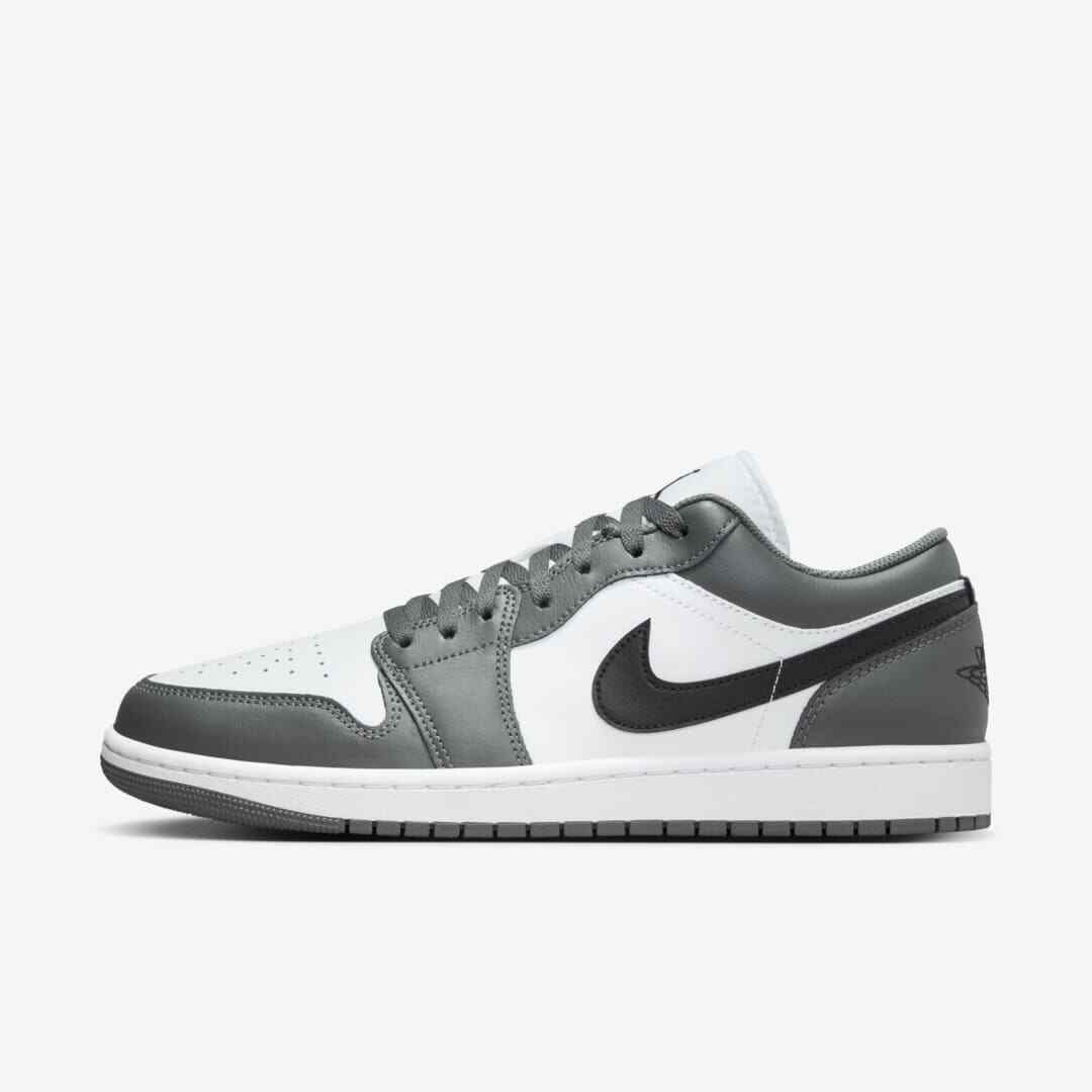 Air Jordan 1 Low Basketball Shoe White/Iron Grey-Black