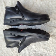 Propet Wmn's Black Leather Elite Walkers Steel Shank Orthotic Zip Ankle Sz 7 W