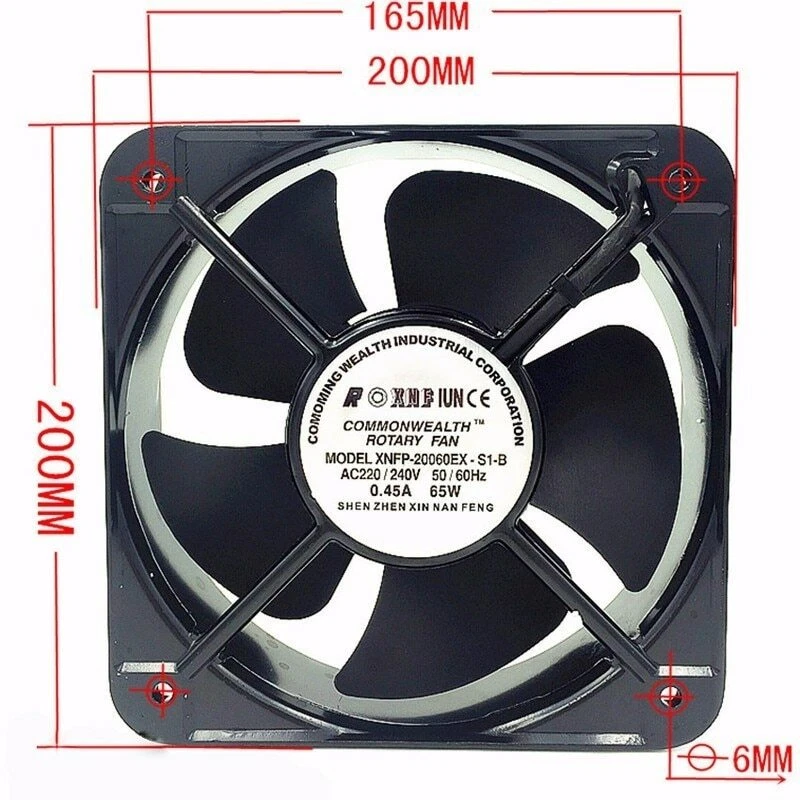 FP20060EX-S1-B 20CM 200x200x60 MM 20060 AC 220V Double Ball Bearing Axial Fan - Image 2 of 3