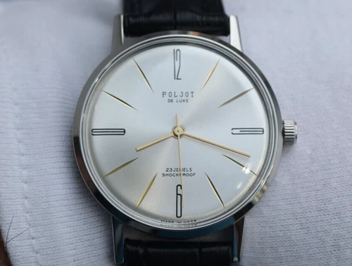 POLJOT De Luxe Mechanical Watch Ultra SLIM leather strap Men's Vintage