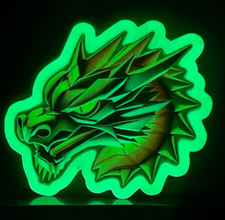 Hyper Dragon Origami Glow Dark Sticker Sci-Fi Fantasy Mythology Laptop Decal
