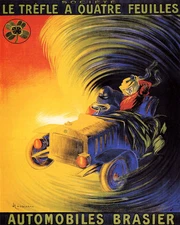 POSTER FRENCH AUTOMOBILES BRASIER FOUR LEAVES CLOVER VINTAGE REPRO FREE S/H