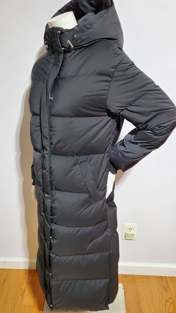 NEW THEORY BLACK CITY POLYESTER PUFFER SIDE BUTTON BLACK LONG DOWN COAT  SIZE S | eBay