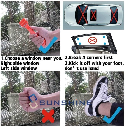 Herramienta de martillazo de escape de emergencia de seguridad para automóvil para cortador de cinturón de seguridad rompeventanas - Imagen 5 de 12