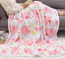 Cute Pink Pig Pattern Throw Blanket Ideal Gift for Girls and Pig Lovers