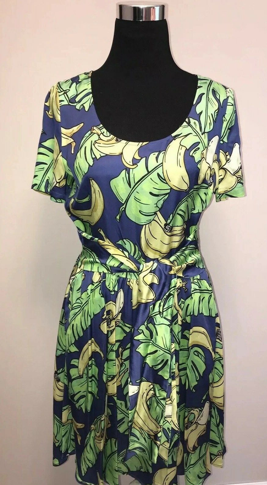 Abito manica corta Love MOSCHINO stampa banana nuovo con etichetta tg 6