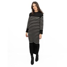Nobodys Child Jumper Dress Stripe Midi Black White Crew Neck Long Sleeve RRP £95