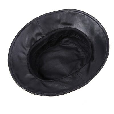 Genuine Leather Winter Hat For Women Solid Black Fishing Bucket