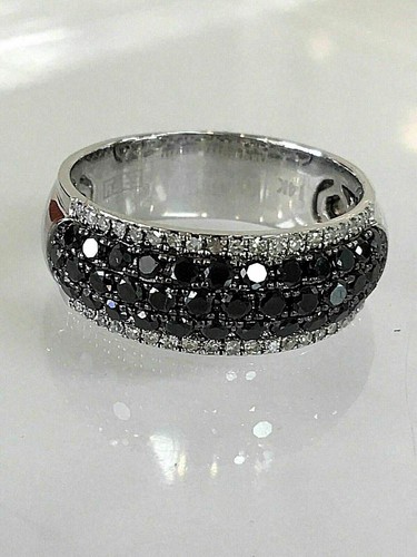 2CT Round Cut Lab Created Black Diamond Wedding Band Ring 14K White Gold Finish - Picture 3 of 6