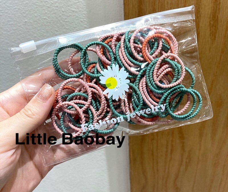FEIFEI'S BOW 100 Mini Haargummis – Bunte Elastische Bobbles Für Frauen & Mädchen, 6 Farben