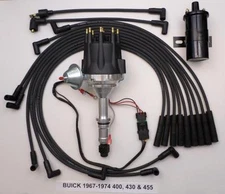 Small Cap BUICK BIG BLOCK 400 430 455 BLACK HEI Distributor +45k Coil+Plug Wires