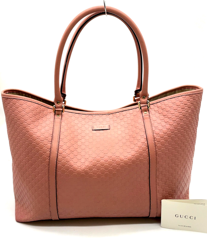 Auth Gucci Micro GG Guccissima Leather 449648 Pink Tote Bag NS041058