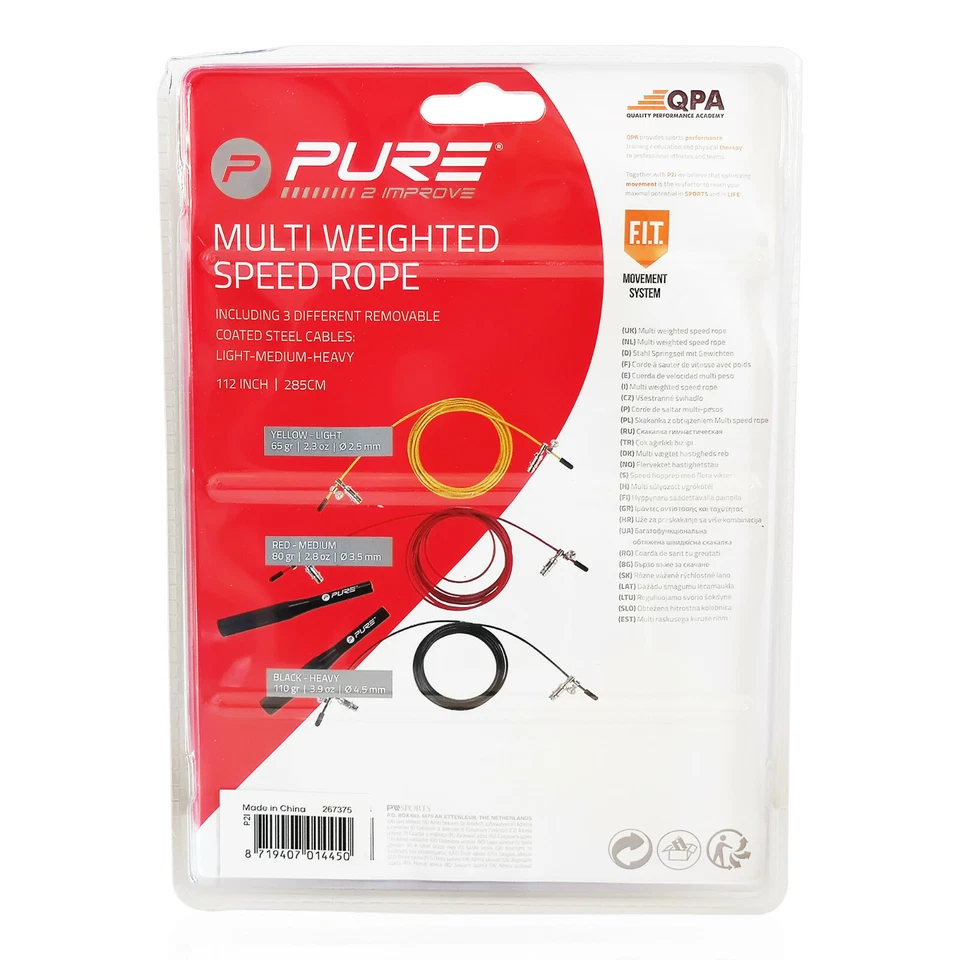 P2I Springseil Speed Rope mit Kugellager - 3 Gewichte einstellbar - Stahlseil - Bild 3 von 4