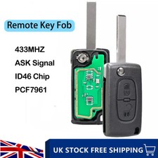 NEW 2 Button Remote Key Fob for Peugeot 207 307 308 433MHz ID46 Chip HU83 Blade