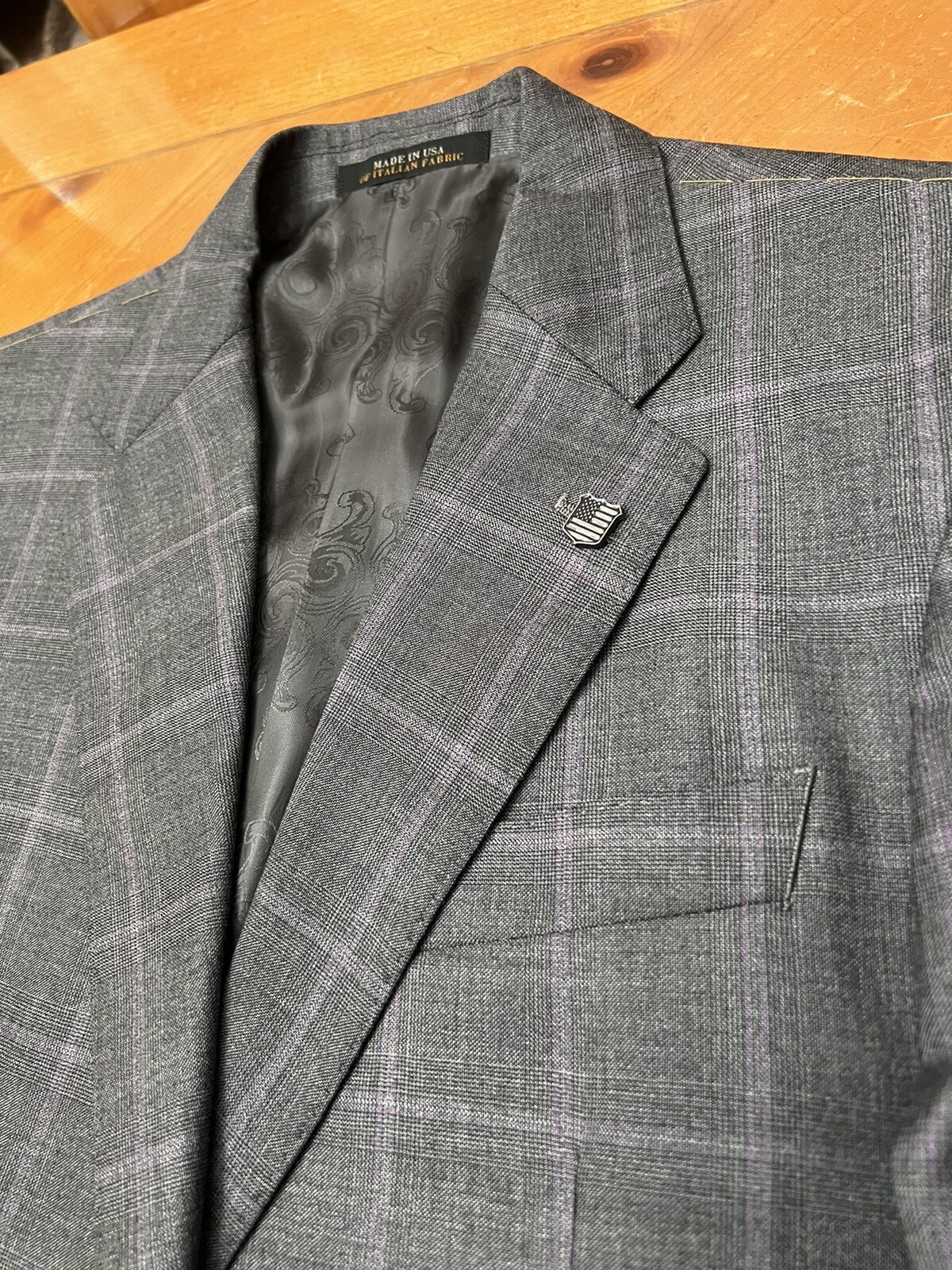 Made in USA from Italian Wool, Jos. A. Bank Reserve 40 R (34 Waits), Grey plaid image 10