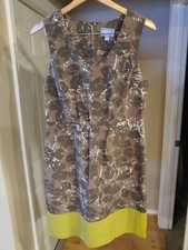 Simply Vera Wang Brown Green Floral Print Shift Dress Size 10 Belted