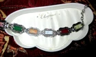 Lovely vintage Scottish  silvertone polished agate panel bracelet