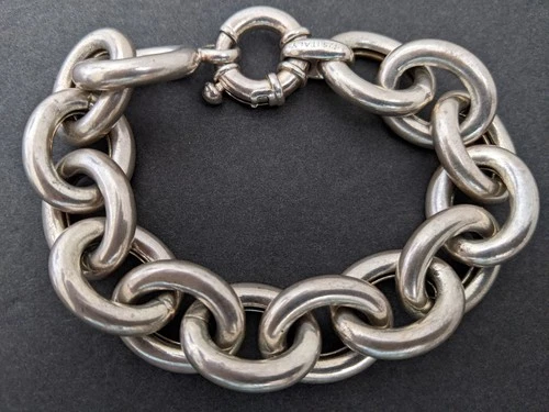 Vintage Italy Milor Sterling Silver 925 Heavy Duty Huge Ring Link Bracelet 63.3g