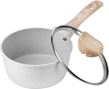 1.5 QT Saucepan, Nonstick Saucepan with Tempered Glass Lid, Multipurpose Cooking