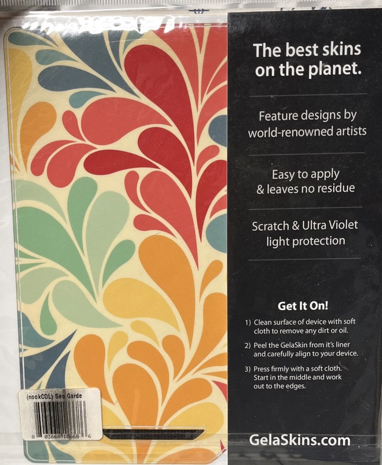 GelaSkins Nook Color skin cover , Bookshelf, Sea Garden Skins Brand New - Image 2 of 2