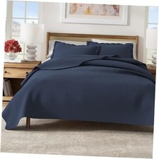 Full/Queen Quilt Bedding Set, 3-Piece Full / Queen 31 - Basketweave Navy