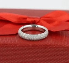 Full Eternity Pave Set Wedding Ring 14K White Gold Over 2.2 Ct Simulated Diamond