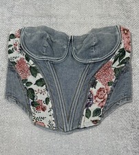 Fashion Nova Corset Top Womens Extra Large Amari Denim Boho Festival Strapless