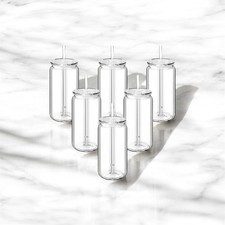 6x 16oz Acrylic Plastic Cup with Lid and Straw - Individually Boxed Packaged UK