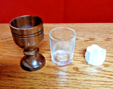 Hand crafted by me, Walnut cup, glass and white plastic candle Tea Light
