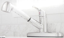 Mainstays Kitchen Faucet w/ Pull-Out Sprayer Chrome Finish For 3-Hole Sink New