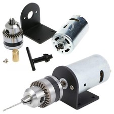 Hand Drill DIY Lathe 555 Press Motor w/ 1/8" Chuck+ Mounting Bracket 12-36V