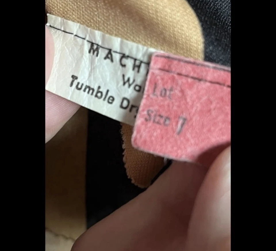 Vintage 70s Black and Tan Chevron Dress - Image 4 of 4