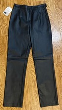 CLIO Women Size 4 Black 100 Leather Straight Leg Pants