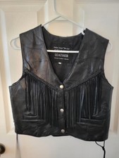 Ladies leather fringe and patchwork Vest size , medium