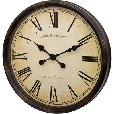 50CM LARGE WALL CLOCK GRAND CENTRAL STATION ROMAN NUMERALS IN BLACK - NEW IN BOX - Image 1 of 4
