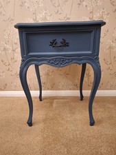 Dark Blue Side Table Bedside Table With Drawer Ornate