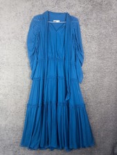 Ulla Johnson Idalia Midi Dress Womens 6 100% Silk Sapphite Blue Chiffon Tiered