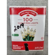 Holiday Time 100 Clear Mini Lights Green Wire Indoor Outdoor UL Listed 23ft