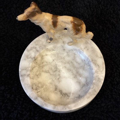 Onyx Marmor kaltbemalt Collie Schäferhund Barsoi Pin Schale Aschenbecher Aschenbecher Hund 
