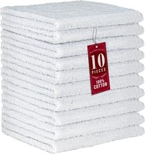 10 Pack 100 Cotton Wash Cloth, Luxurious Soft, 12 x 12 inch Ultra Absorbent,