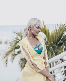 Agent Provocateur Francis Yellow Silk Faux Pearl Mini Gown XS *NO SIZE TAG*