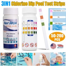 200PCS PH Tester Paper Chlorine Dip Test Stri...