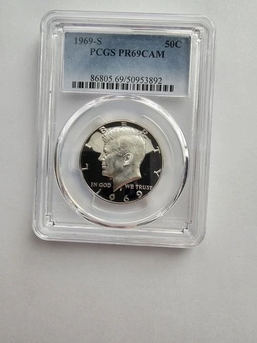 SILVER 1969 S PR69 CAM MINT KENNEDY HALF DOLLAR GRADED PCGS 40% AG COIN
