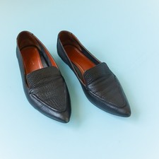 Vionic Noah Black Pebble Leather Pointed Toe Loafer Womens Size 6.5