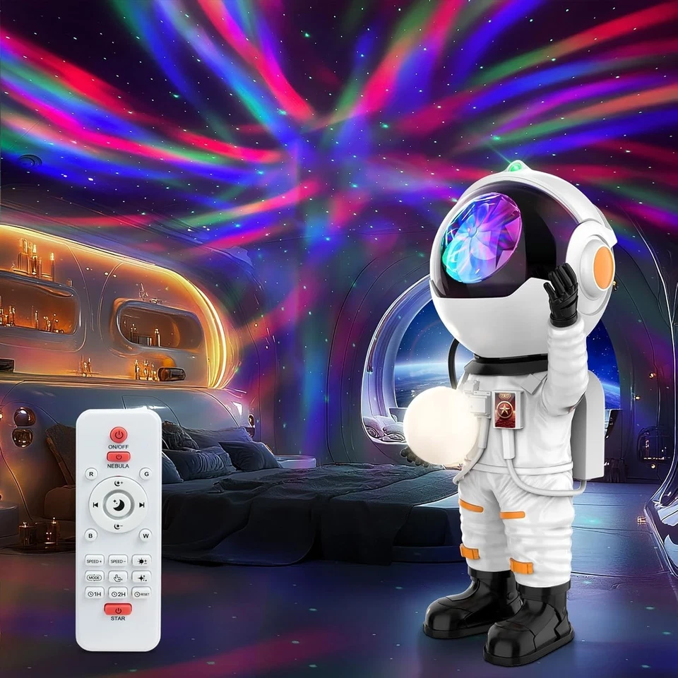 Astronaut Galaxy Projector Star Projector LED Night w/ Timer and Remote for Kids
