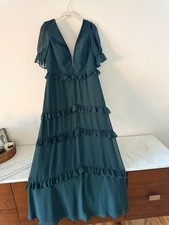 Revelry Green Ruffle Short Sleeve V-Neck Bridesmaid Dress Regular Size 10