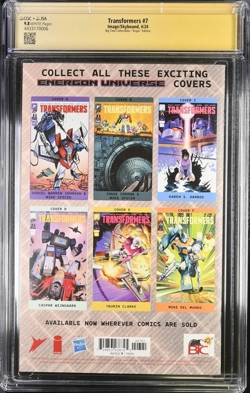 Transformers #7 John Giang Virgin Edition ПОДПИСАННЫЙ Оцененный CGC 9.8 Оптимус Прайм - Изображение 2 из 2