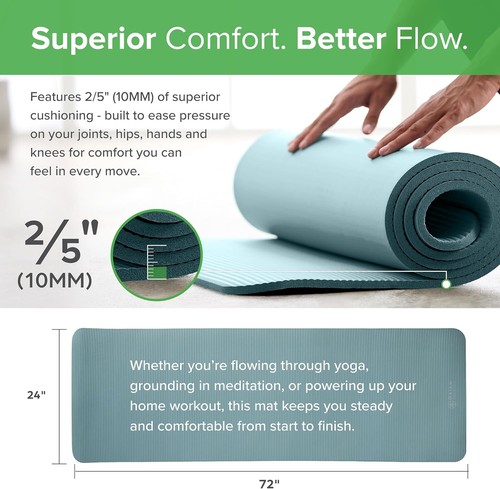 Essentials 2/5" Thick 10mm Yoga & Pilates, Fitness & Exercise Mat with Easy-C... - Picture 3 of 11