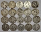 90% Silver Walking Liberty Half Dollars - Roll of 20 - $10 Face Value 1920-1947