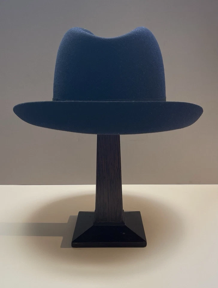Sombrero Fedora LORO PIANA “Burt” Fieltro de Efectivo Azul Medianoche Talla 58 cm, Nuevo con Etiquetas y Caja Foto 4 de 4